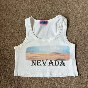 Edikted White Nevada Desert Graphic Crop Top